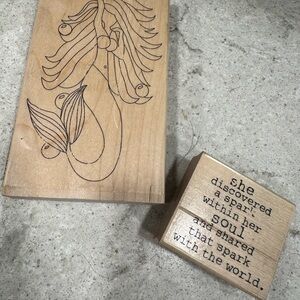 Mermaid Wooden Stamps with Feminist Inspirational Quote